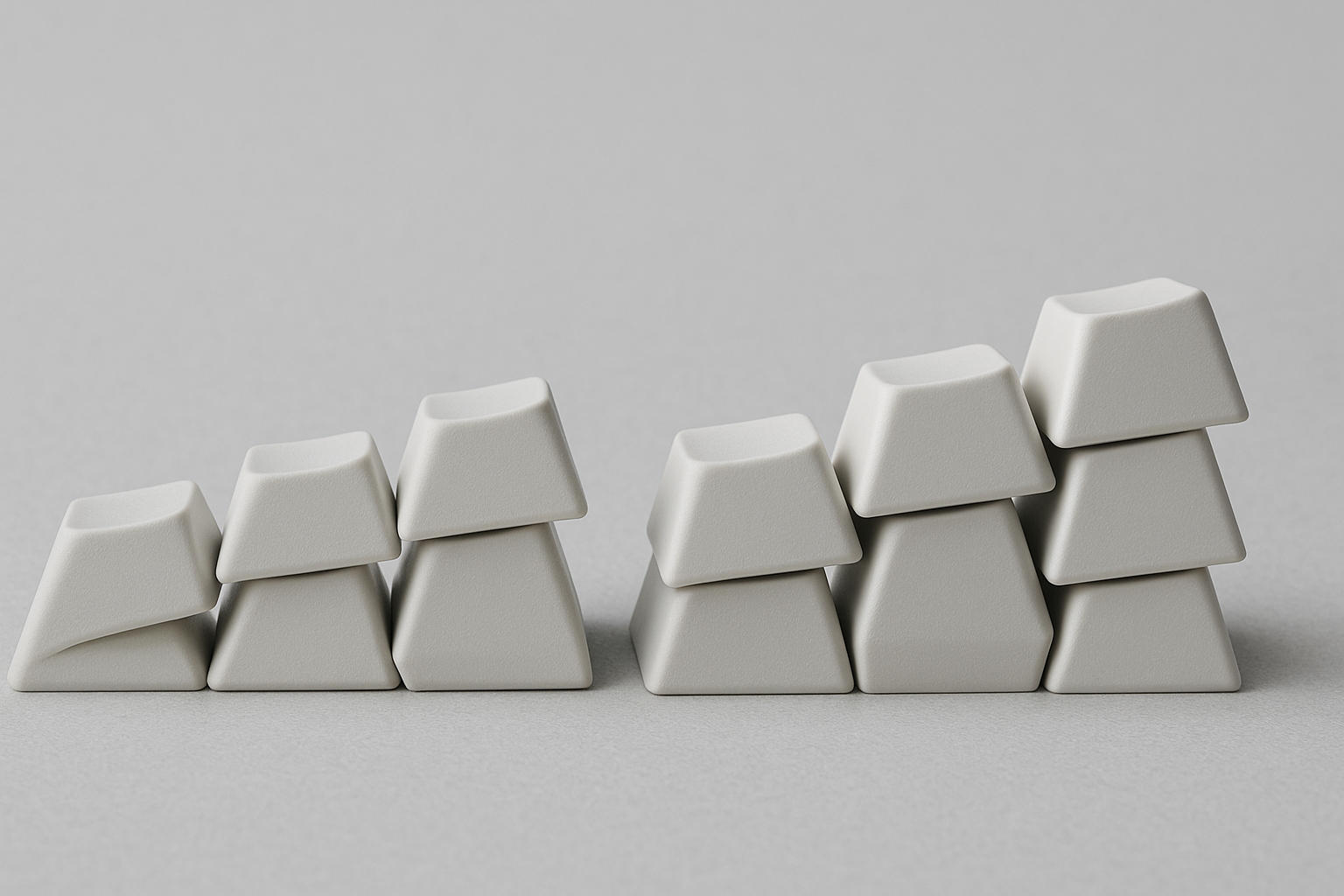 Side by side keycap row height comparison for profile testing