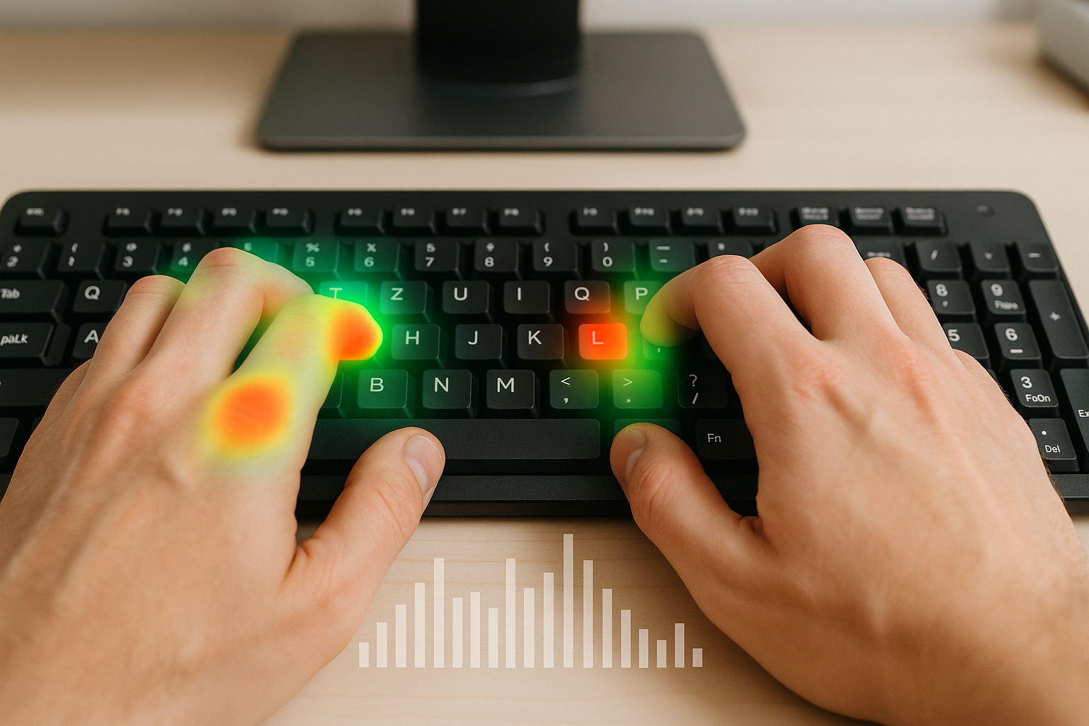 Typing heatmap with left and right weak zones