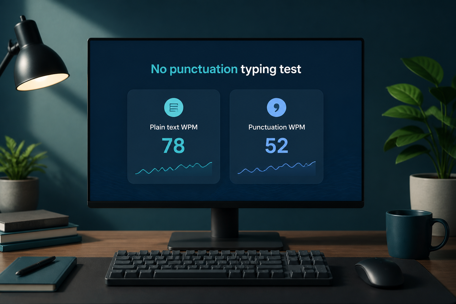No Punctuation Typing Test: Measure Clean Speed